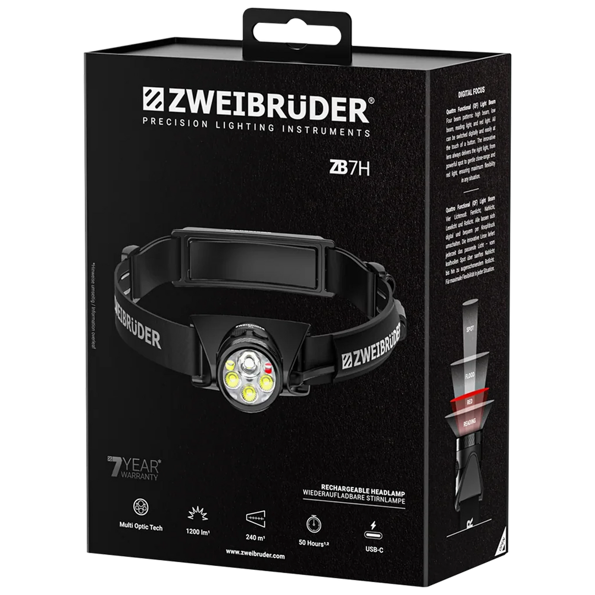 Zweibrüder ZB7H Stirnlampe 1200lm Verpackung 02
