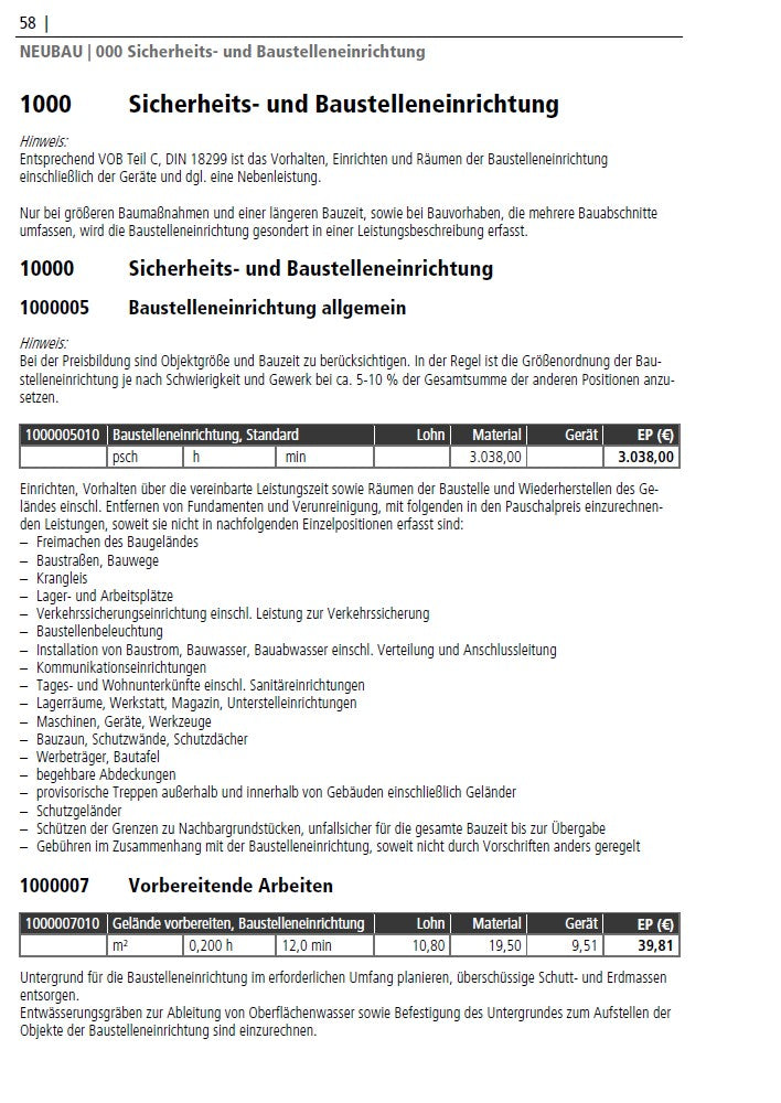 SIRADOS Kalkulationshandbuch Tiefbau und Landschaftsbau 2026