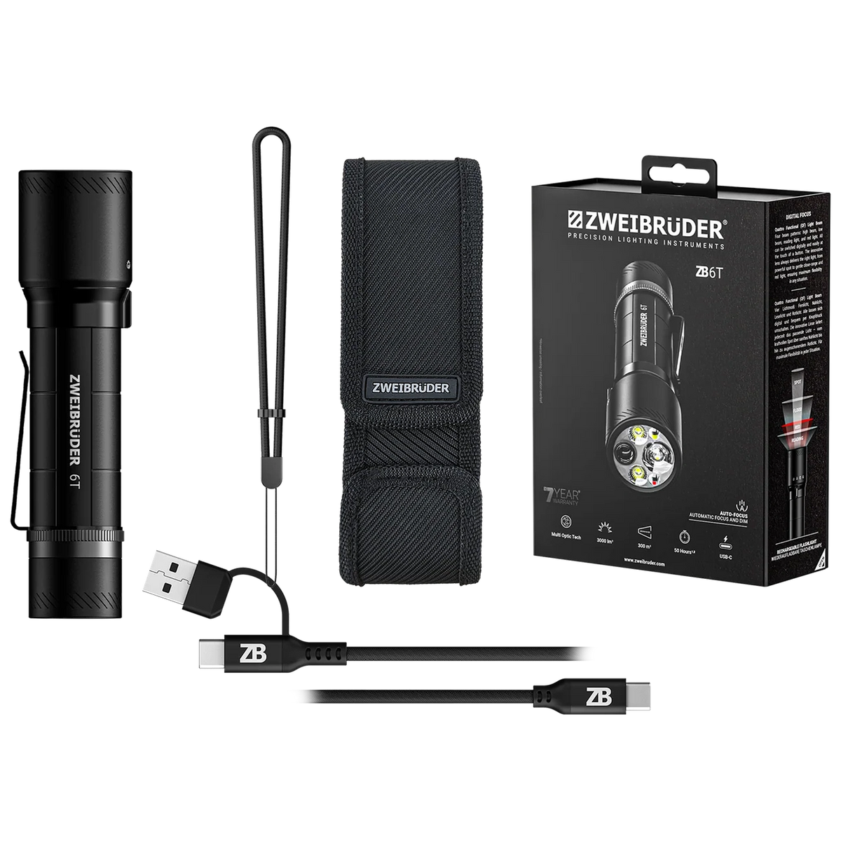 Zweibrüder ZB6T Taschenlampe 3000 Lumen