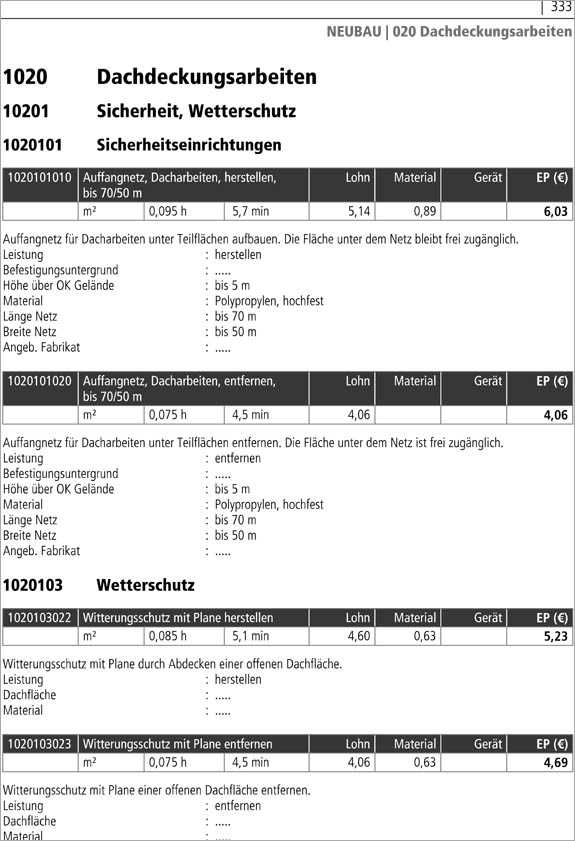 SIRADOS Kalkulationshandbuch Zimmerer, Dachdecker und Klempner