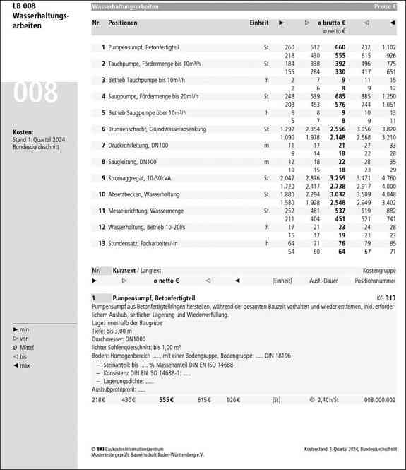 BKI Baukosten Neubau 2025 - Teil 3 Positionen