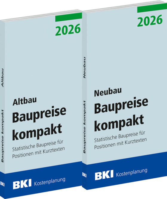 BKI Baupreise kompakt 2026 Neubau & Altbau. Komplettpaket 2 Bände Abo