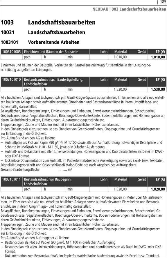 SIRADOS Kalkulationshandbuch Tiefbau und Landschaftsbau 2025
