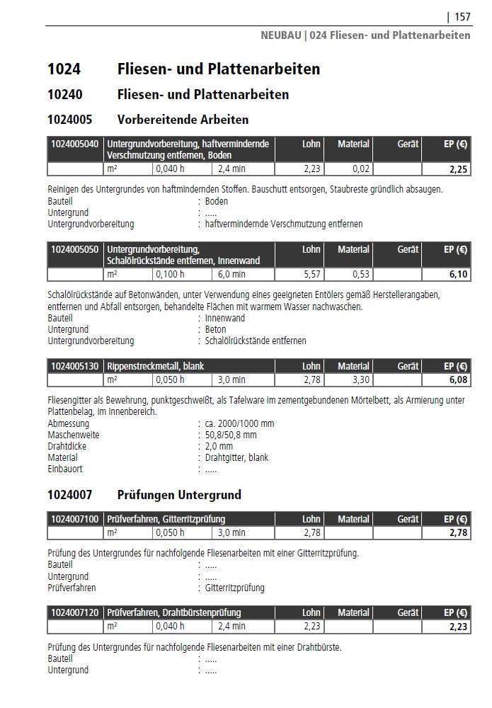 SIRADOS  Kalkulationshandbuch Fliesen und Bodenleger 2026