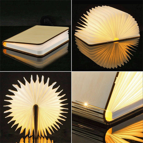 LED Buchlampe Walnuss Groß